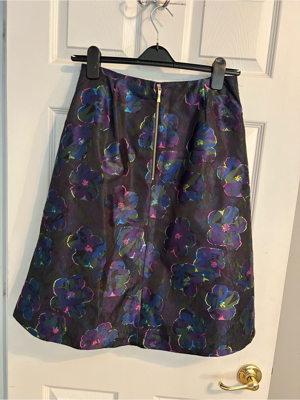 kate spade Black Midi Skirt with Purple & Blue Floral Print - Picture 7 of 13